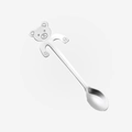 Silver stainless steel coffee spoon with cute bear shaped handle design and paw prints - Bear / Silver