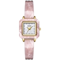 Elegante GEDI Damen-Quarzuhr mit rosa Marmor-Resinarmband und goldenen Metallakzenten - Rosa Marmormuster