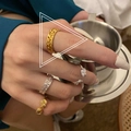 Fashionable gold chain design open ring and silver hollow ring for women fashion jewelry - Chain Combo Design (TJZ280)