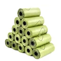 Biodegradable light green dog waste bags in a pyramid stack with black paw print patterns - Solid Color Without Print / 1.5mil Army Green Big Dog Print (Paper Core)