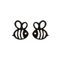 Minimalist black stainless steel bee stud earrings with hollowed honeycomb design - Matte Black