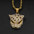Hiphop vergulde luipaard hanger ketting met fonkelende diamanten en gedraaide touwketting - Alleen Hanger / Goud