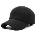 Men's winter black baseball cap made of thick wool fabric with earmuffs for cold protection - Adjustable / Black