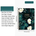 2026 A5 planner with dark green floral cover, double coil binding and elastic closure - Epiphyllum (2026)