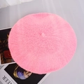 Classic pink wool beret with soft plush texture for women shown on art book - M / Deep Pink