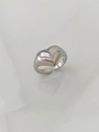 Polished silver double heart open ring with a minimalist metal finish for women - Heart Stamp Style-Small / White