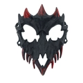 Matte black Halloween demon mask with bloody red horns and sharp fangs for cosplay - Bloody Dragon (Black Red)