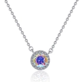 Elegante collana in argento sterling S925 con ciondolo tondo in moissanite colorata 1ct - Bianco AB