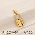 Polished gold padlock pendant charm 16.5x9mm for DIY stainless steel jewelry making - Mini Lock Pendant (KP120424-Z)