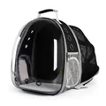 Transparent capsule pet backpack in black and grey with breathable mesh design - Black with Black Extension