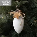 Addobbo natalizio a carota floccato bianco con stella in legno e pigna sull'albero - Goccia d'acqua Bianca / Singola