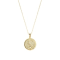 Gold stainless steel coin necklace featuring a butterfly relief pendant and O-chain - March - Cherry Blossom