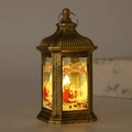 Vintage bronze Christmas lantern with LED warm light and Santa Claus festive scene - Bronze Santa Claus