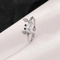 Adjustable silver crab ring featuring sparkling triangular main stone and crystal accents - Adjustable Open / White Gold Zircon Crab