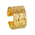 Detailed view of wide golden open ring with unique bubble textured finish on steel - JWR1914 Open Size / Gold Wide Band Bubble Texture Open Style (JWR1914 Open) / Gold