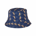 Dunkelblauer Fischerhut mit gelbem Flamingo-Muster, modischer Sonnenhut für Damen und Herren - M (56-58cm) / Blau