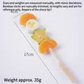 Realistic artificial candied fruit skewer with orange and banana slices, 17cm length - Orange Banana Candied Fruit Skewer