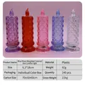 Set of five colorful LED flameless candles with diamond crystal texture and warm flame effect - 6.3*18cm Blue Rose Large with Base