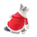 Festive red pet Christmas cloak with plush white trim and pom-pom for cats and dogs - S / Hooded Christmas Flannel Cape