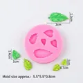 Rosa Silikonform für Blattmuster für DIY-Fondant und Ton mit Ahornblatt-Texturen - 2# Runder Blatt / Rosa