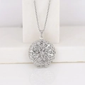 Silver hollow heart photo locket pendant in stainless steel on white marble stand - Hollow Round/Steel