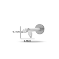 Silver titanium cartilage stud featuring dual marquise zircon stones and size dimensions - 590-6# Silver Double Leaf