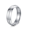 Polished titanium steel ring with a minimalist center groove and bright silver finish - US 6 / Silver Without Diamond