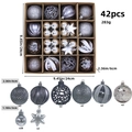 42-piece silver and grey Christmas ornament set with glitter, matte and star shapes - 616-24 (Silver Gray Coffee - 42pcs) / 3+6cm