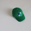 Kids vintage dark green baseball cap with letter embroidery and distressed details - Kids Size / Green