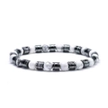 Malachite and hematite beaded bracelet with white marble stone and grey metallic beads - 6mm Hematite & Howlite