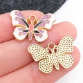 Colorful butterfly enamel charms in purple and red for DIY bracelets and necklaces - Purple and White Enamel Butterfly