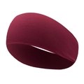 Close-up of the burgundy elastic sports headband with high-density knit texture - Burgundy