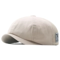 Beige mesh patchwork newsboy cap for men and women featuring breathable summer fabric - Adjustable / Khaki