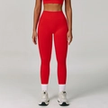 Seamless red high-waisted yoga leggings for women with sculpting peach-lift effect - S / Red
