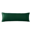 Dark green faux silk satin pillowcase with a smooth reflective finish on white background - Green