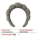 Thick grey sponge cloud headband with wavy plush texture for face washing, 17x18cm - 11-velvet Gray-brown Headband