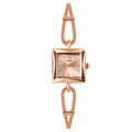 Gedi square watch for women with rose gold woven bracelet and minimalist dial - Snake Chain All Rose Gold