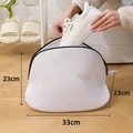White polyester mesh laundry bag for shoes featuring a black zipper and 33x23cm dimensions - Small 33*23*23cm