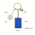 Tennis racket keychain with ball and blue court pendant for sports fans and gifts - Tennis Court 3-Piece Set