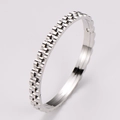 Bracciale in acciaio inossidabile argento con maglie triple stile cinturino d'orologio - Color Acciaio