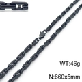 Black box chain necklace for men in stainless steel with 660x5mm dimensions and lobster clasp - Black Necklace (KN230511-KFC)