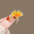 Ginkgo leaf brooch with orange gradient enamel and sparkling rhinestone accent - 241# Yellow Ginkgo Leaf