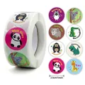 Rouleau d'autocollants de récompense animaux 2,5 cm avec mots de motivation anglais - Style A-02 Animaux Mignons