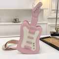 Guitar shaped crossbody bag in pink and cream leather with star rivet detail - Upgraded Large (Wide Strap) / Pink