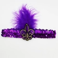 Paarse Pailletten Hoofdband met Veren Carnaval Feest Masquerade Haaraccessoire Variant - Paarse Pijl Veer Hoofdband
