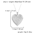Silver heart locket necklace with cross design and engraved Greek key border and dimensions - Stainless Steel / Greek Key Cross Heart / Silver