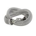Detailed view of silver mesh bracelet with crystal knot buckle and metallic texture - YS819 Steel Color Bracelet