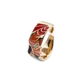 Anello aperto a fiore in smalto colorato placcato oro con cristalli scintillanti - Stile foglia multicolore