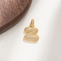 Detailed macro view of gold-plated letter Z pendant with micro-pave cubic zirconia crystals - Letter Z
