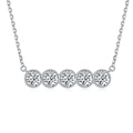 Minimalistische S925 Sterlingsilber Kette mit fünf funkelnden runden Zirkonia Steinen - Halskette (TLXL114) / 925er Silber